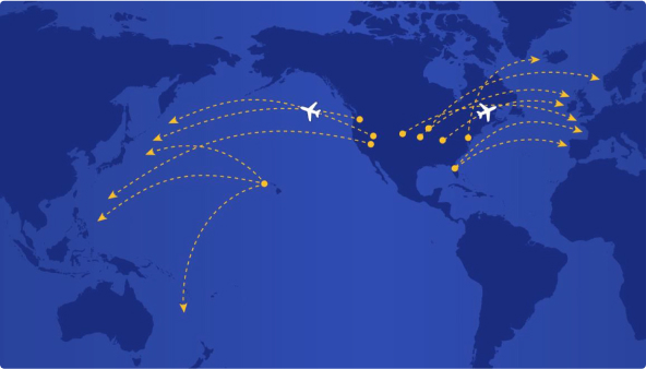 Mapa de rutas de Icelandair